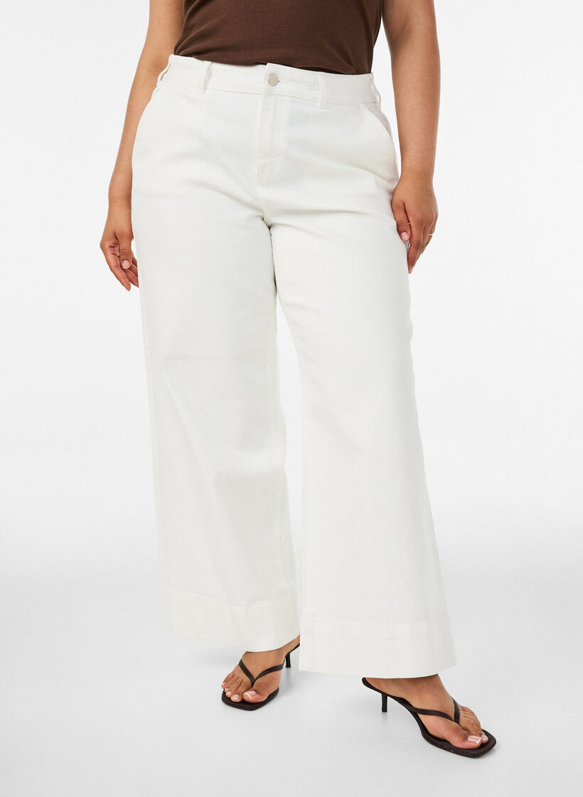 Myra Jeans mit hoher Taille und weiter Passform, Wei&szlig;, Model image number 2
