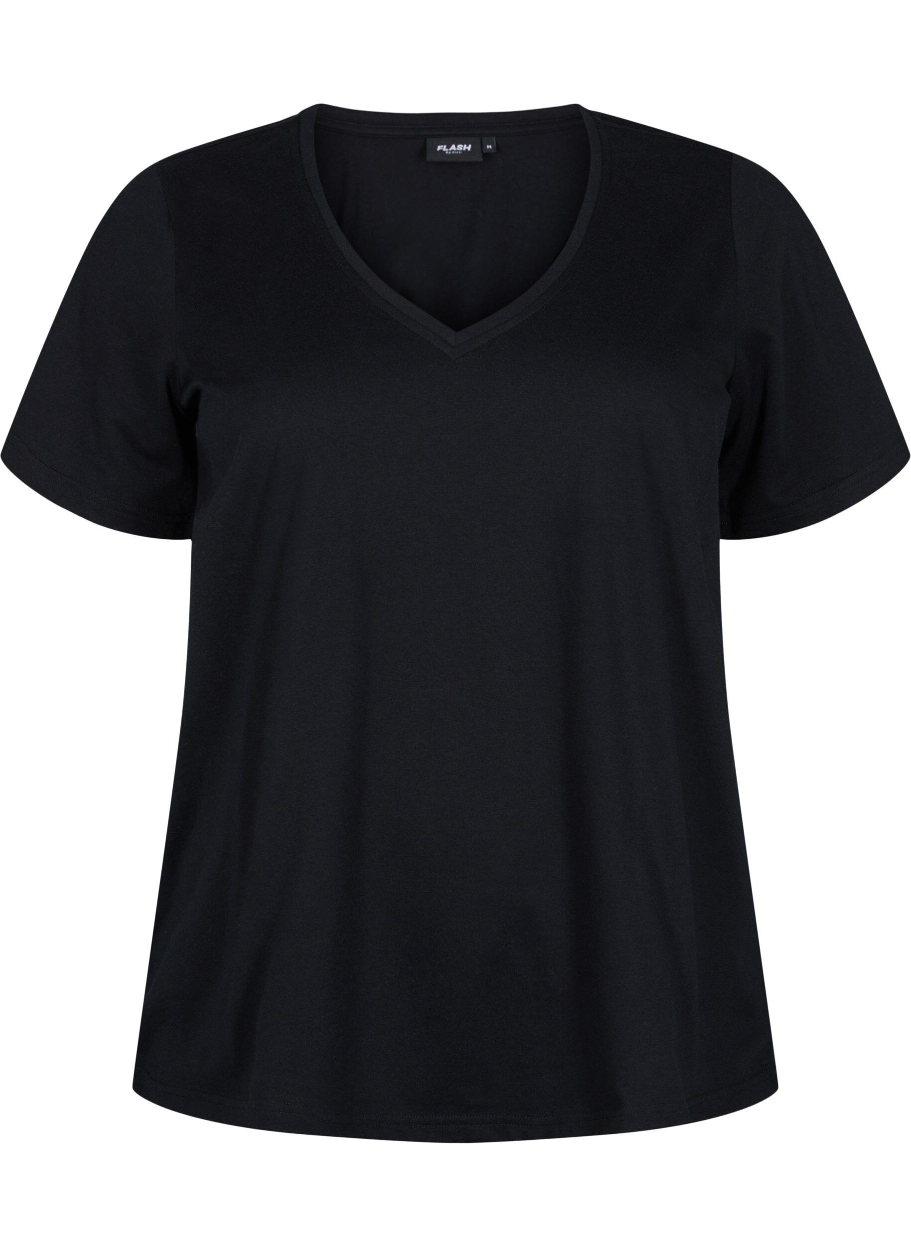 Zizzi FLASH - 2er-Pack T-Shirts mit V-Ausschnitt, Black/Black, Packshot image number 2
