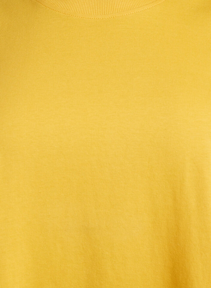 Basic-T-Shirt aus Baumwolle mit Rundhalsausschnitt, Gelb, Packshot image number 2