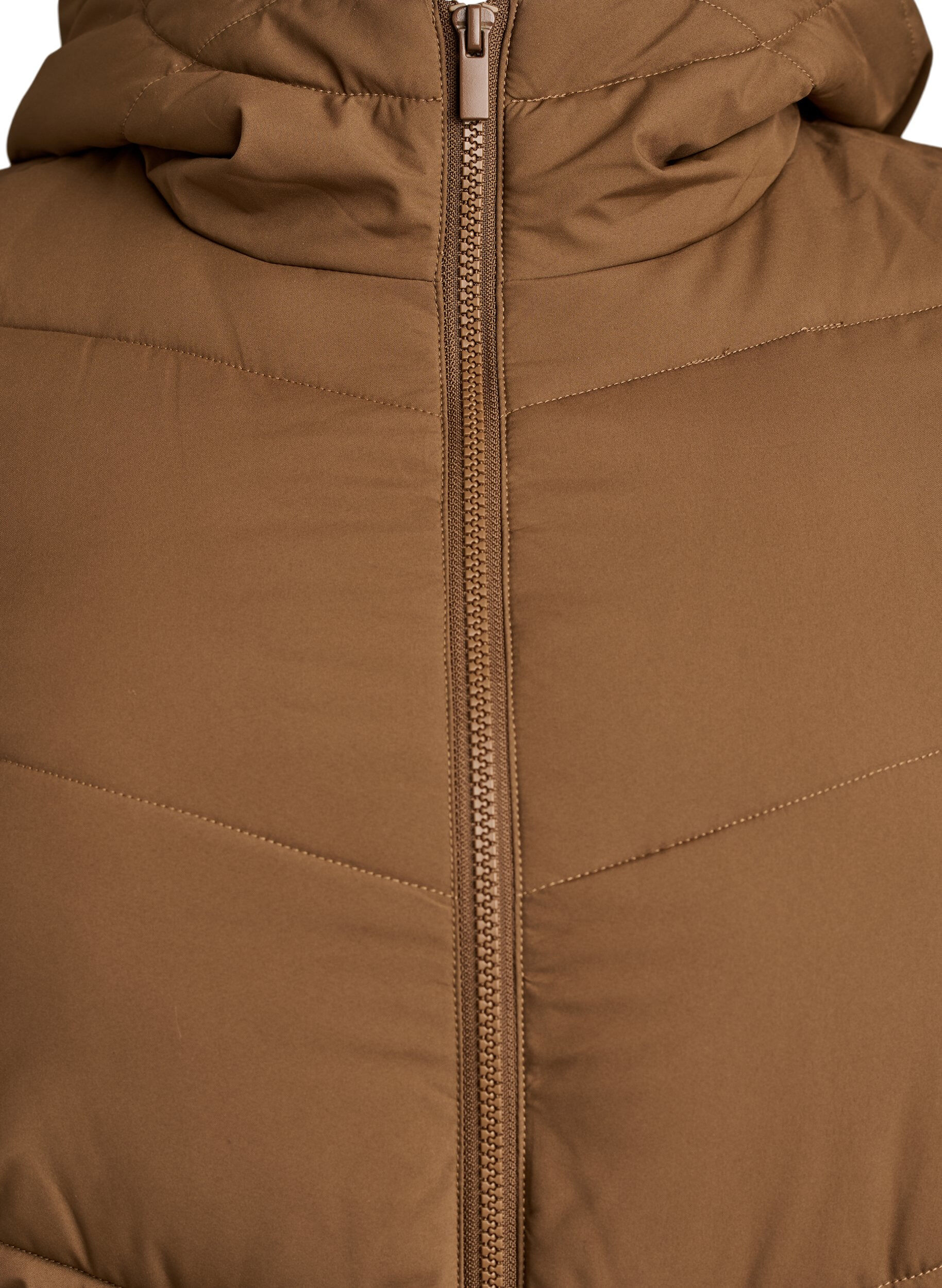 ZizziMittellange Steppjacke mit Kapuze, Braun, Packshot image number 2