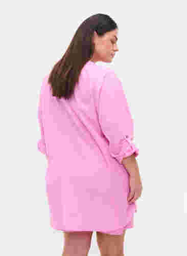 Bluse mit 3/4-Ärmeln und Knopfverschluss, Begonia Pink, Model image number 1