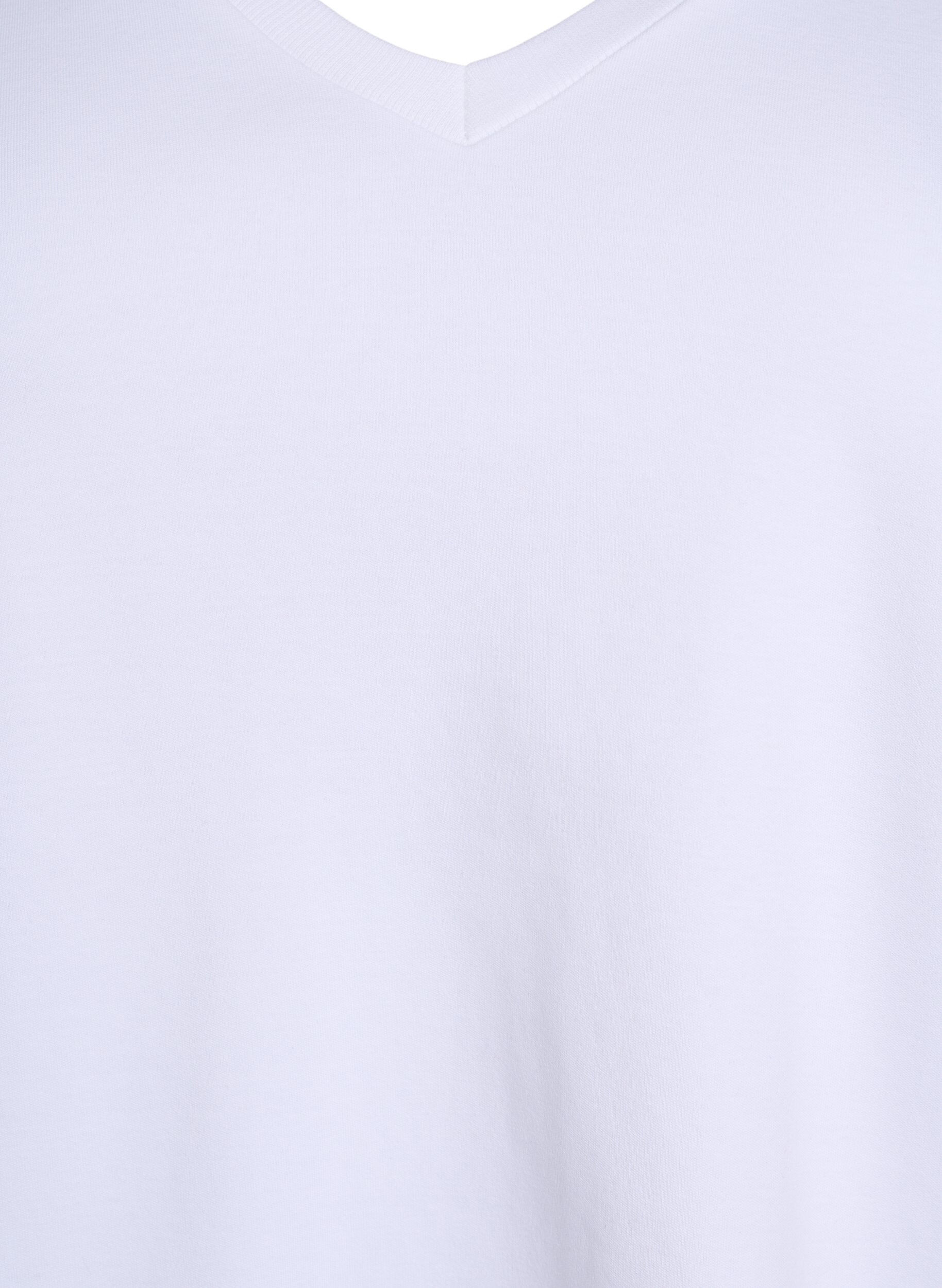 Zizzi Basic-T-Shirt mit V-Ausschnitt aus Bio-Baumwolle, Wei&szlig;, Packshot image number 2