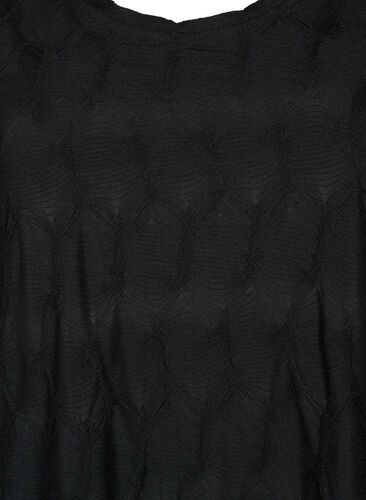 FLASH - Kleid mit Textur und 3/4 Ärmeln, Black, Packshot image number 2