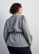Bluse mit Bindeband und Puff&auml;rmeln, Grau, Model image number 2