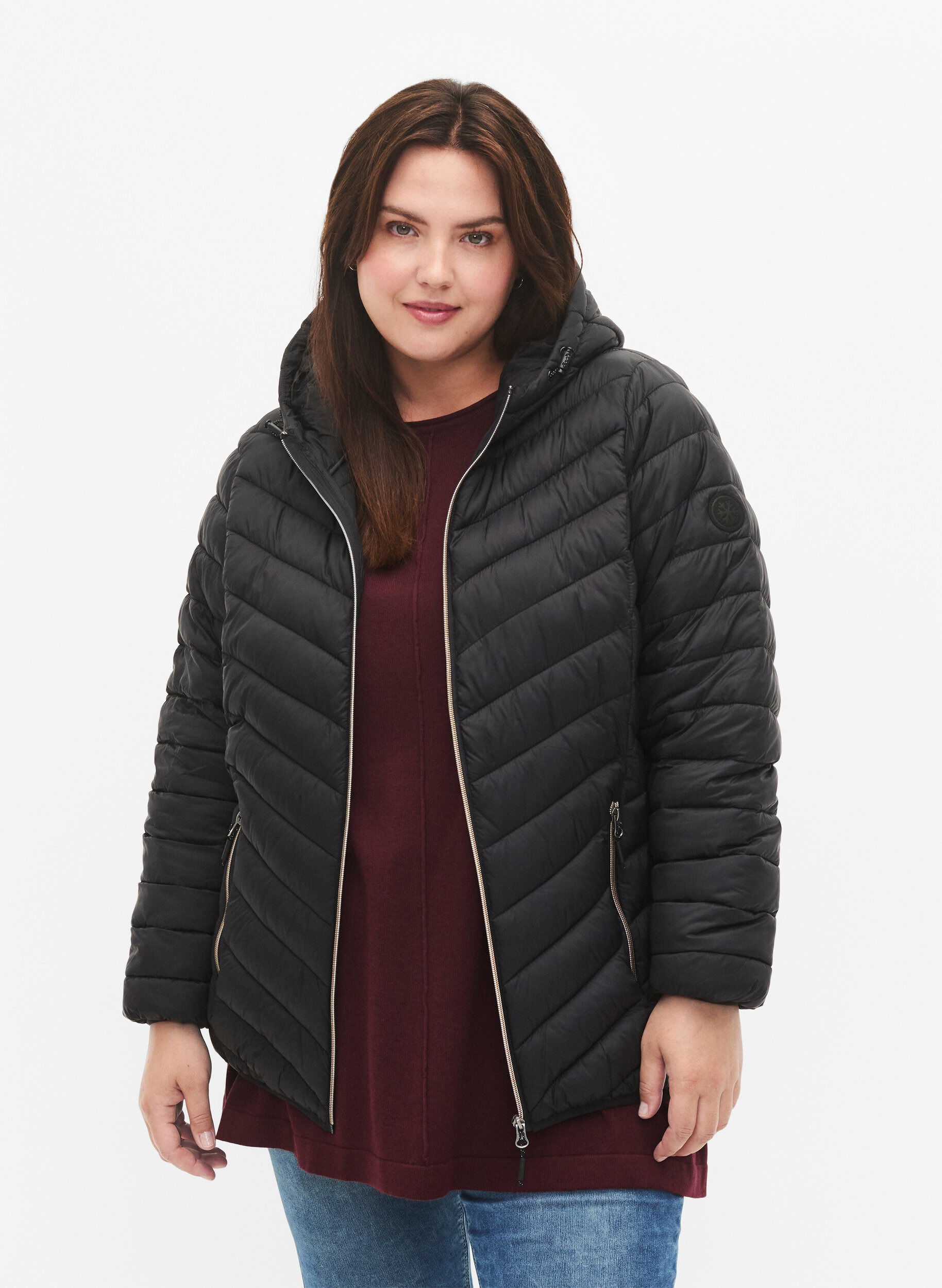 ZizziLeichte Steppjacke mit Kapuze, Schwarz, Model image number 0