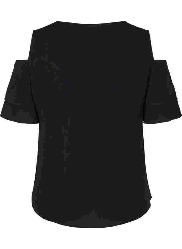 Kurzärmelige Bluse aus Viskose, Black, Packshot image number 1