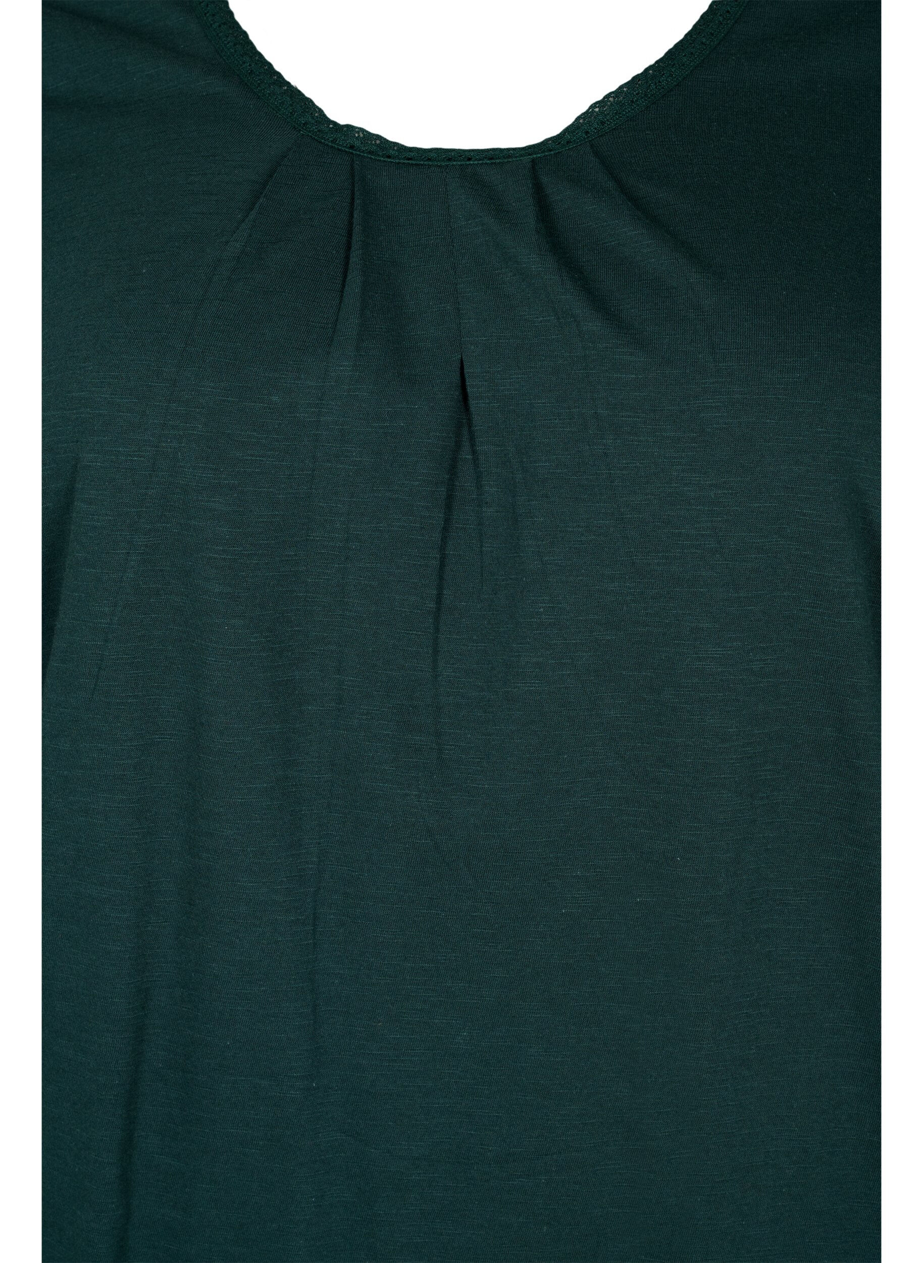 Zizzi Baumwollbluse mit 3/4 &Auml;rmeln, Scarab, Packshot image number 2