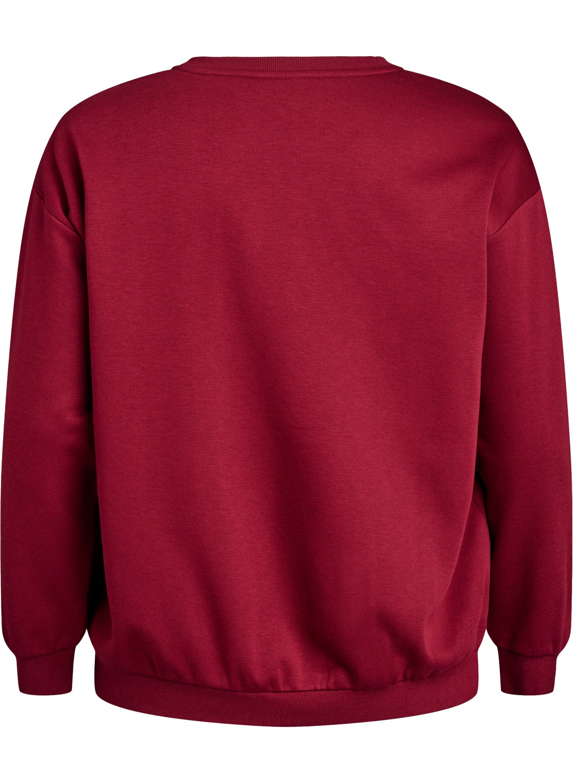 Zizzi Sweatshirt mit Motiv auf der Vorderseite, Dunkles Bordeaux, Packshot image number 1