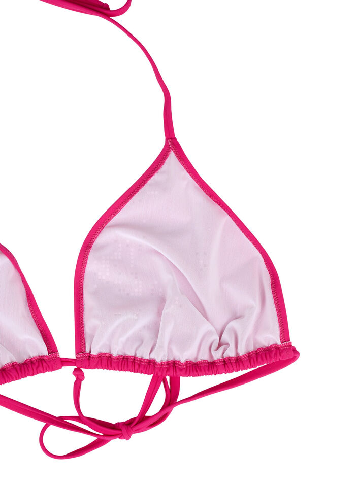 Einfarbiges Triangel-Bikinioberteil, Pink, Packshot image number 3