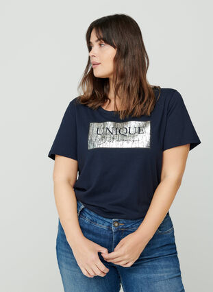 Kurzarm T-Shirt mit Print, Night Sky, Model image number 0