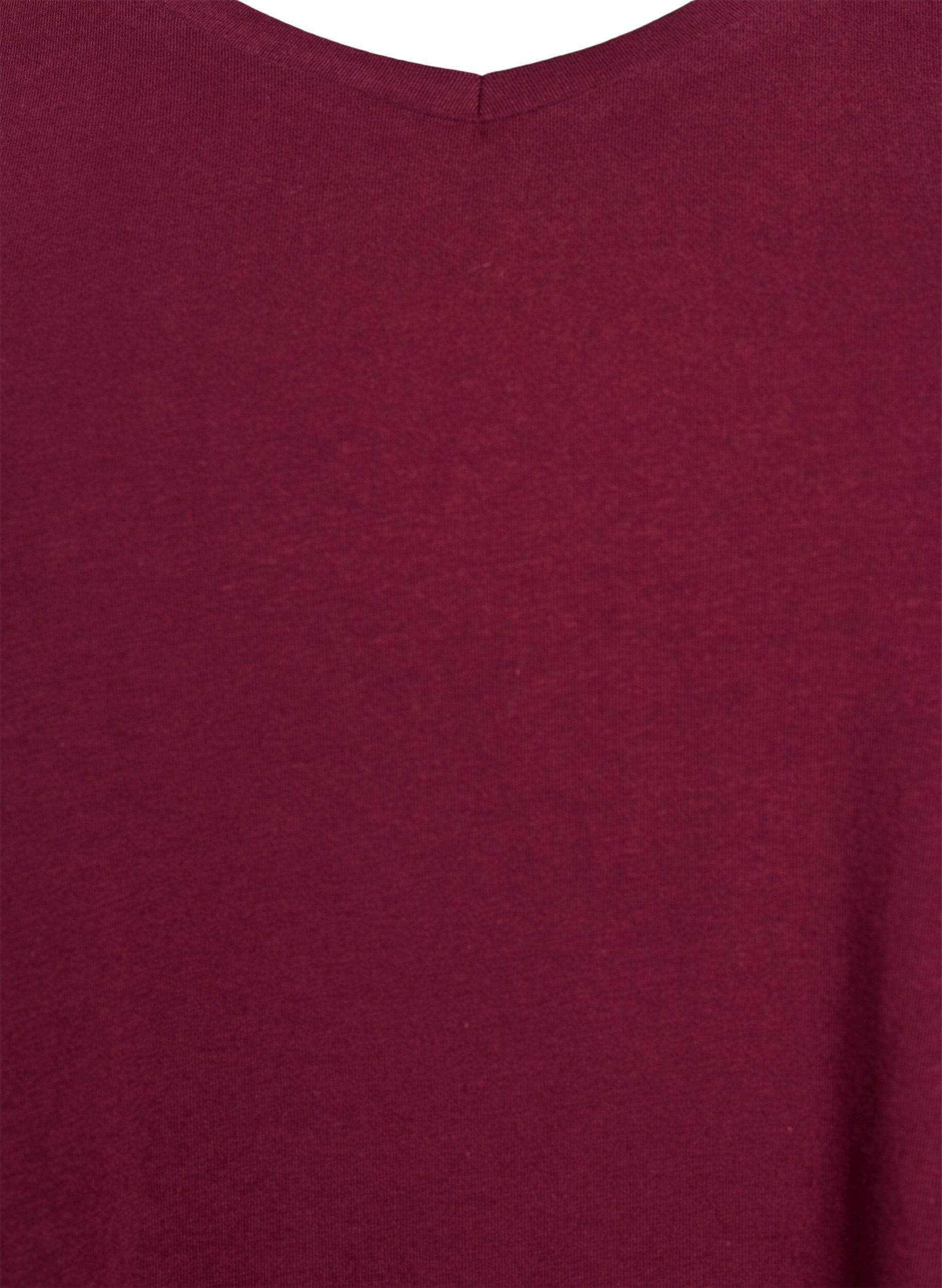 Zizzi Einfarbiges basic T-Shirt aus Baumwolle, Dunkles Bordeaux, Packshot image number 2