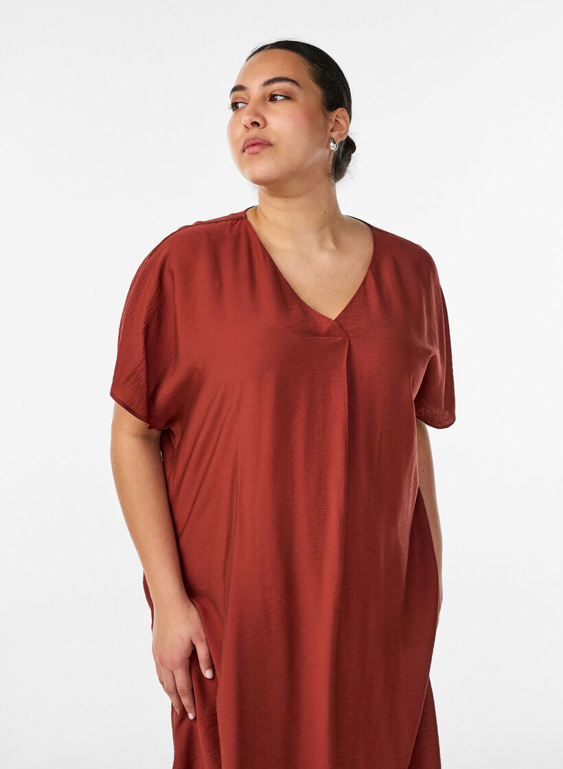 Kleid aus Viskose mit V-Ausschnitt, Rot, Model image number 3