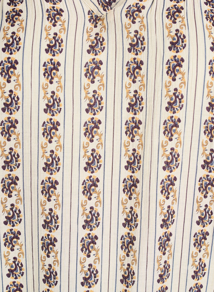 Geblümte Bluse mit gesmoktem Saum, Egret AOP, Packshot image number 2