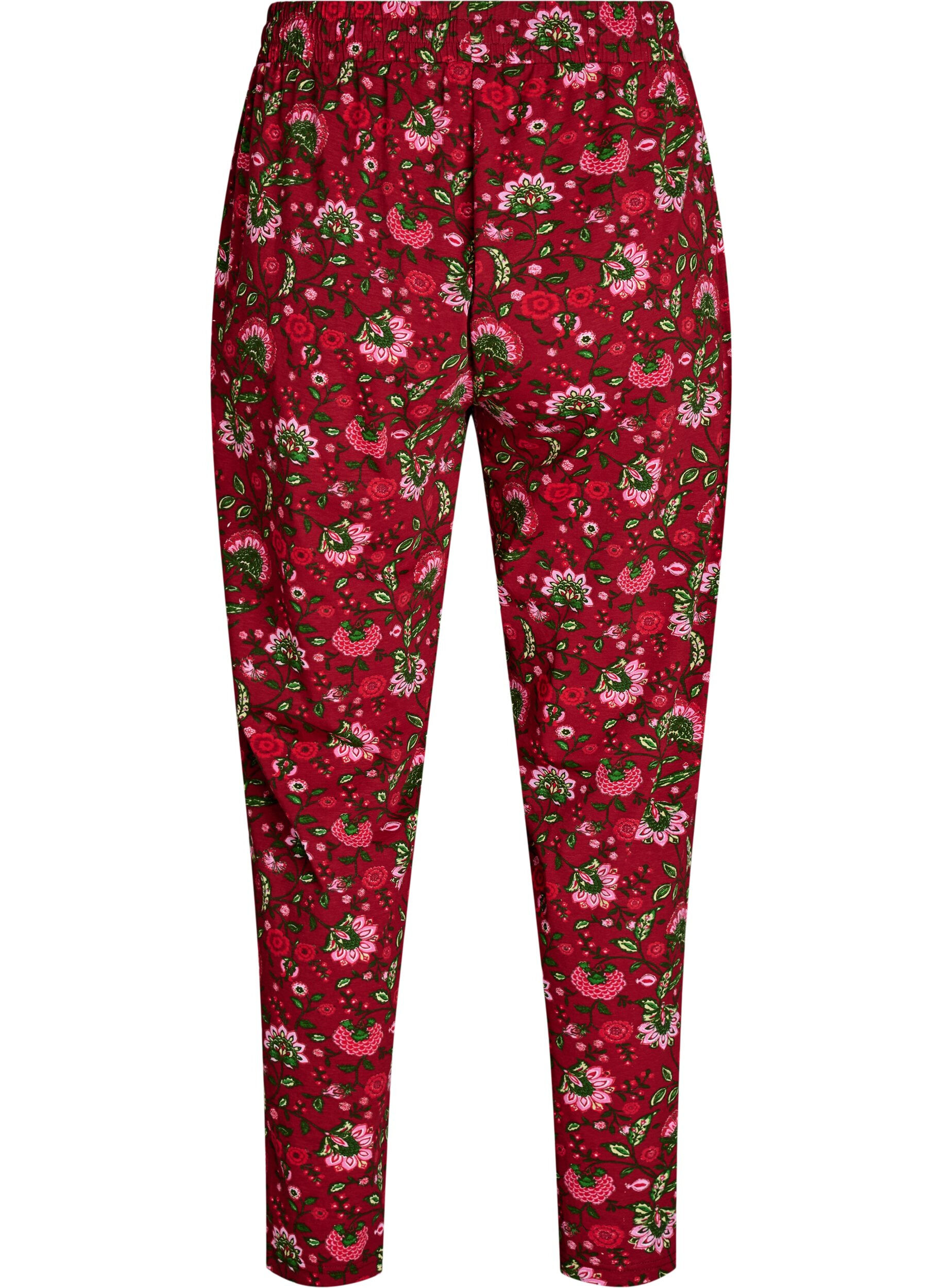 Zizzi Pyjamahose aus Baumwolle mit Print, Rot, Packshot image number 1