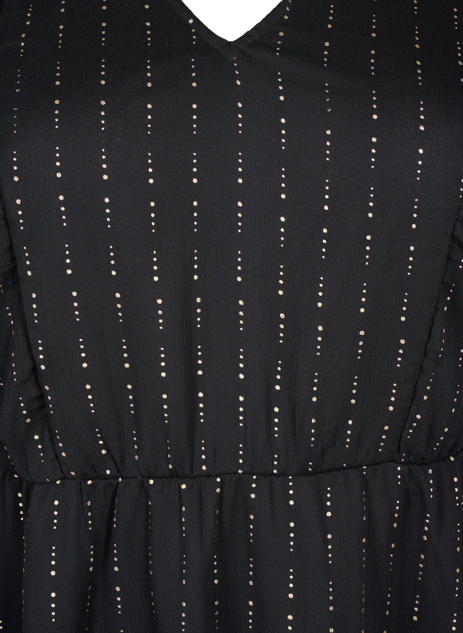 Zizzi Gemustertes Chiffonkleid mit R&uuml;schen, Black, Packshot image number 2