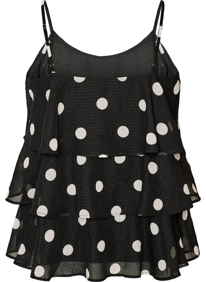 Lagen-Top mit R&uuml;schen und Spaghettitr&auml;gern, Schwarz, Packshot