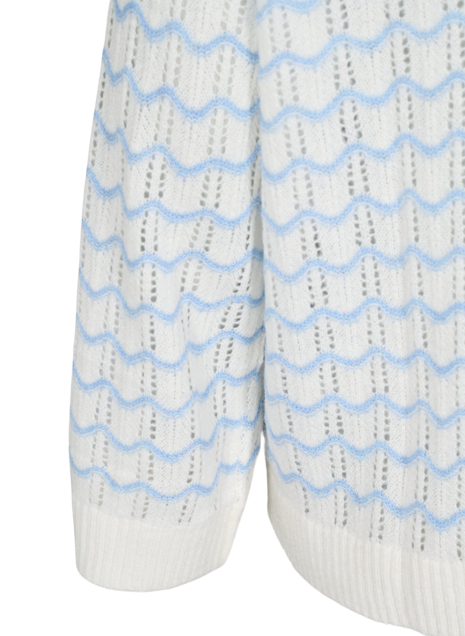 Zizzi Lockere Strickbluse mit Wellenmuster, Cloud Dancer Comb, Packshot image number 3