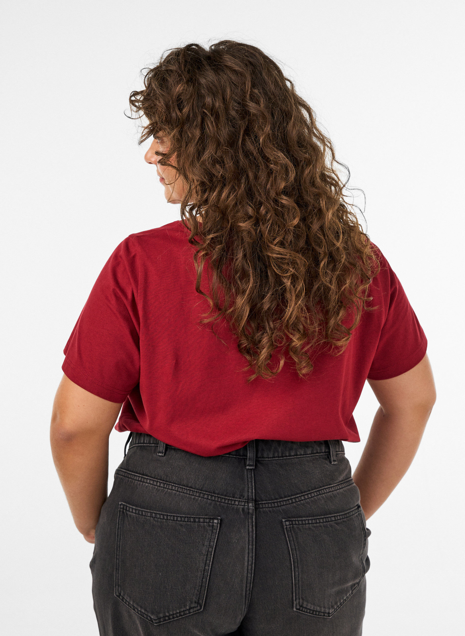 ZizziWeihnachts-T-Shirt aus Bio-Baumwolle, Rot, Model image number 2
