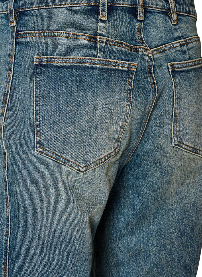 Barrel Fit Jeans mit Used-Waschung, Blau, Packshot