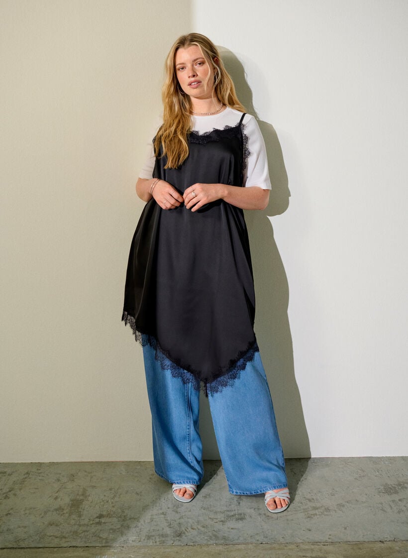 Weite Lyocellhose in Denim-Optik, Blau, Image image number 0