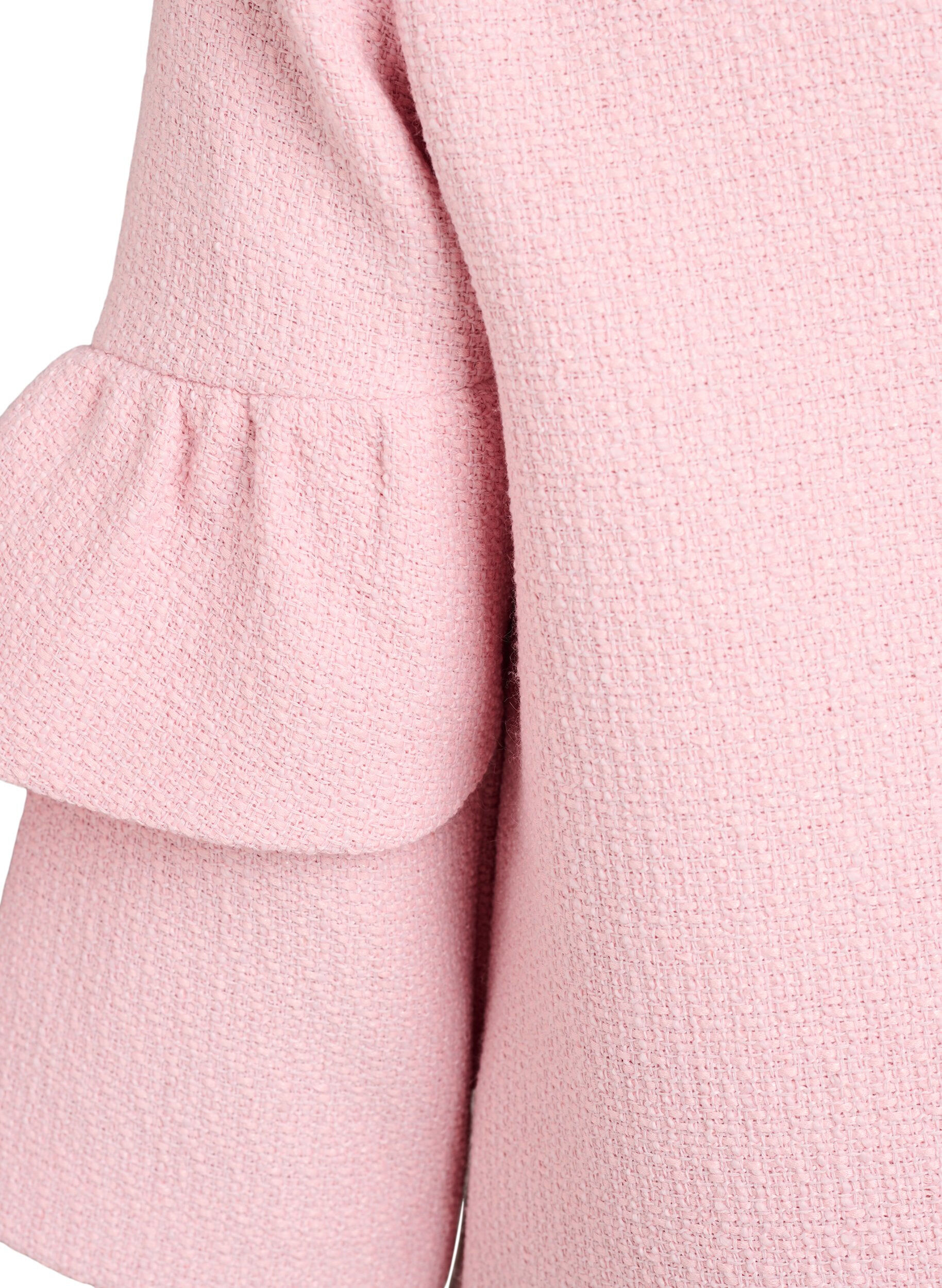 Zizzi Jacke aus Boucl&eacute; mit R&uuml;schendetails, Pink, Packshot image number 4