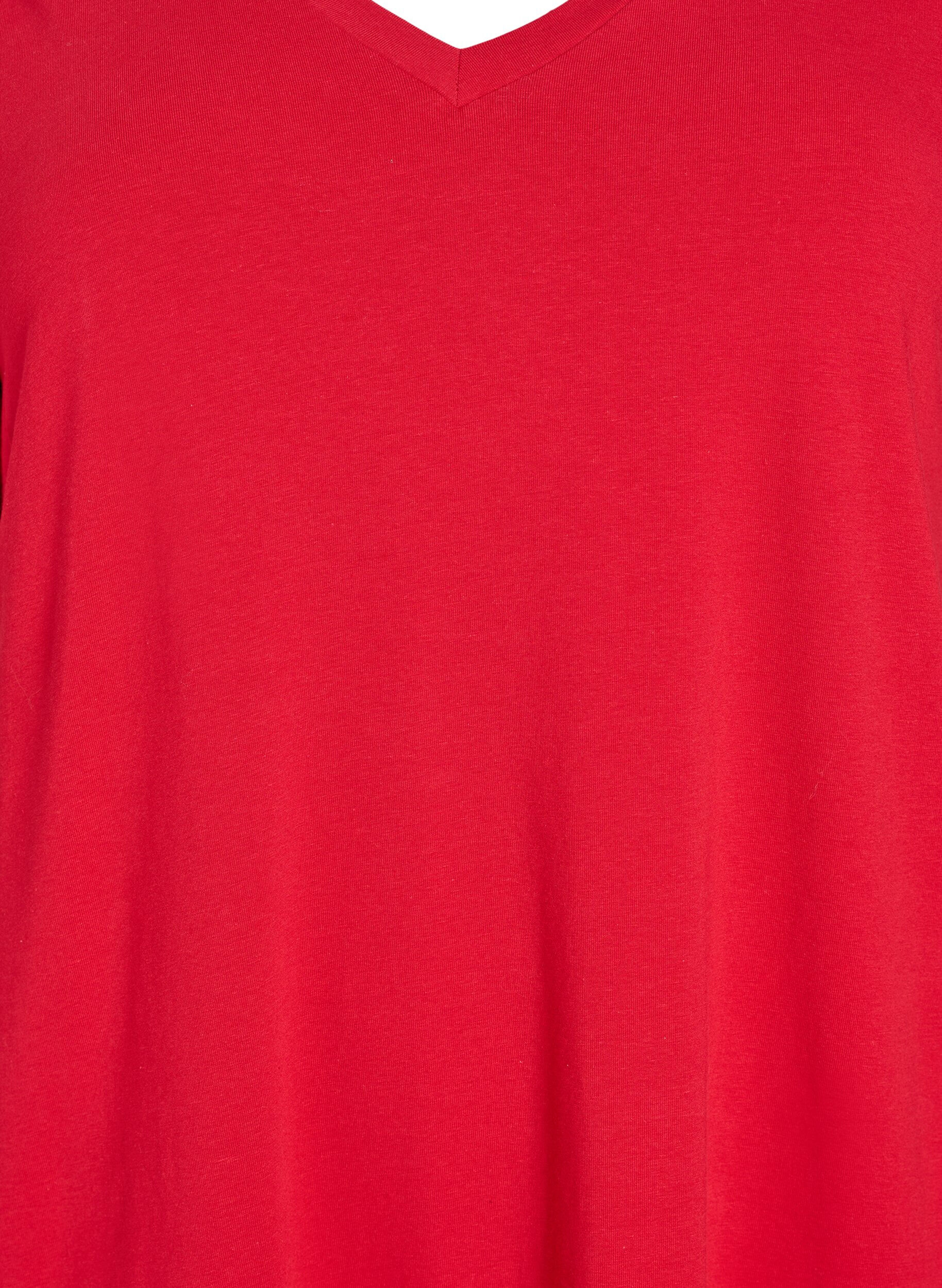 ZizziMidi-T-Shirtkleid mit V-Ausschnitt, Rot, Packshot image number 2