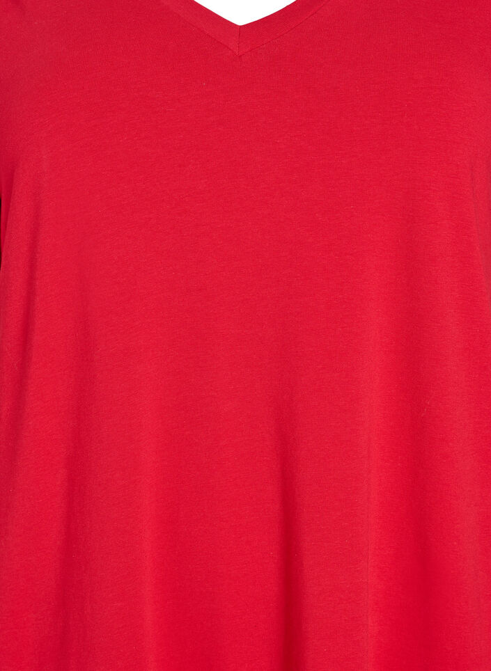 Midi-T-Shirtkleid mit V-Ausschnitt, Rot, Packshot image number 2