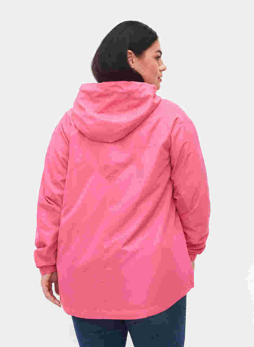 Kurze Jacke mit Kapuze und verstellbarer Saum, Hot Pink, Model image number 1