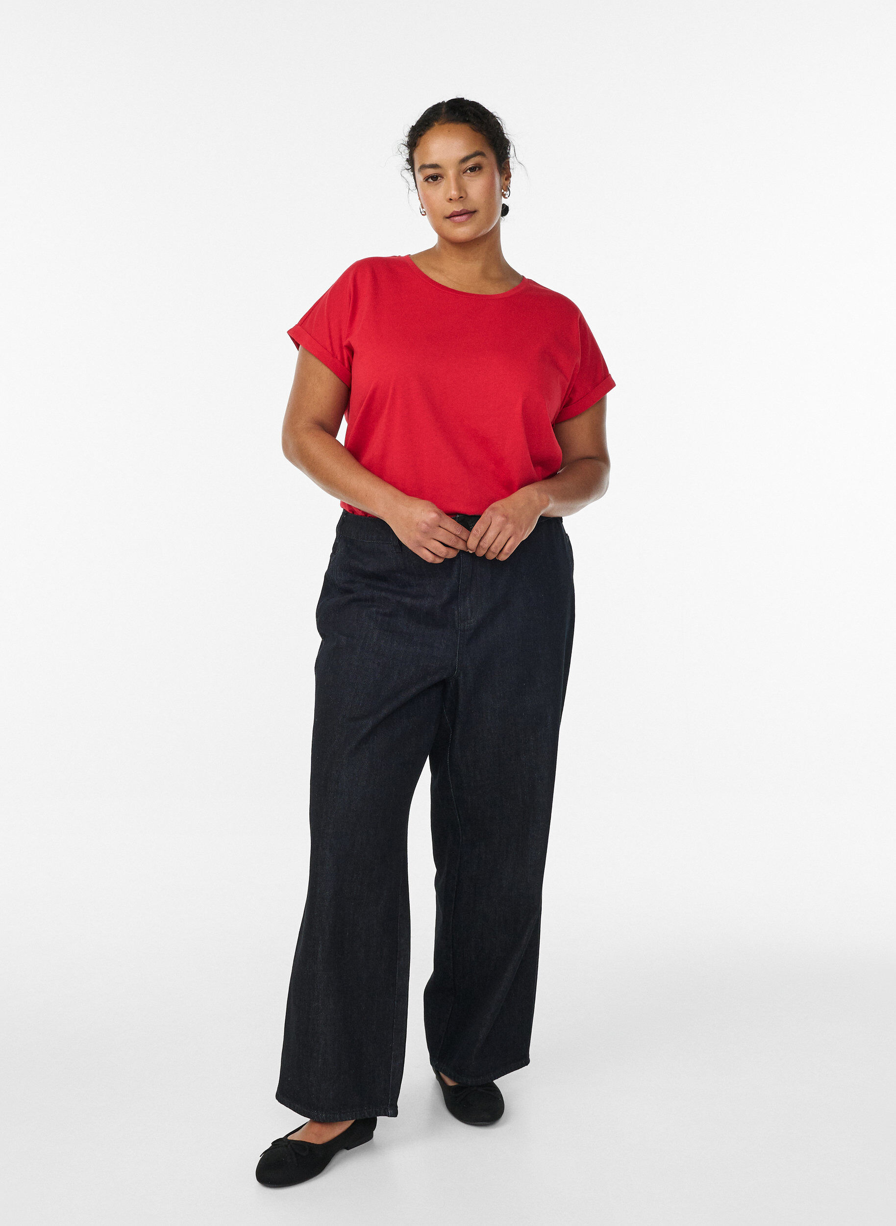 ZizziKurz&auml;rmeliges T-Shirt aus Baumwollmischgewebe, Rot, Model image number 1