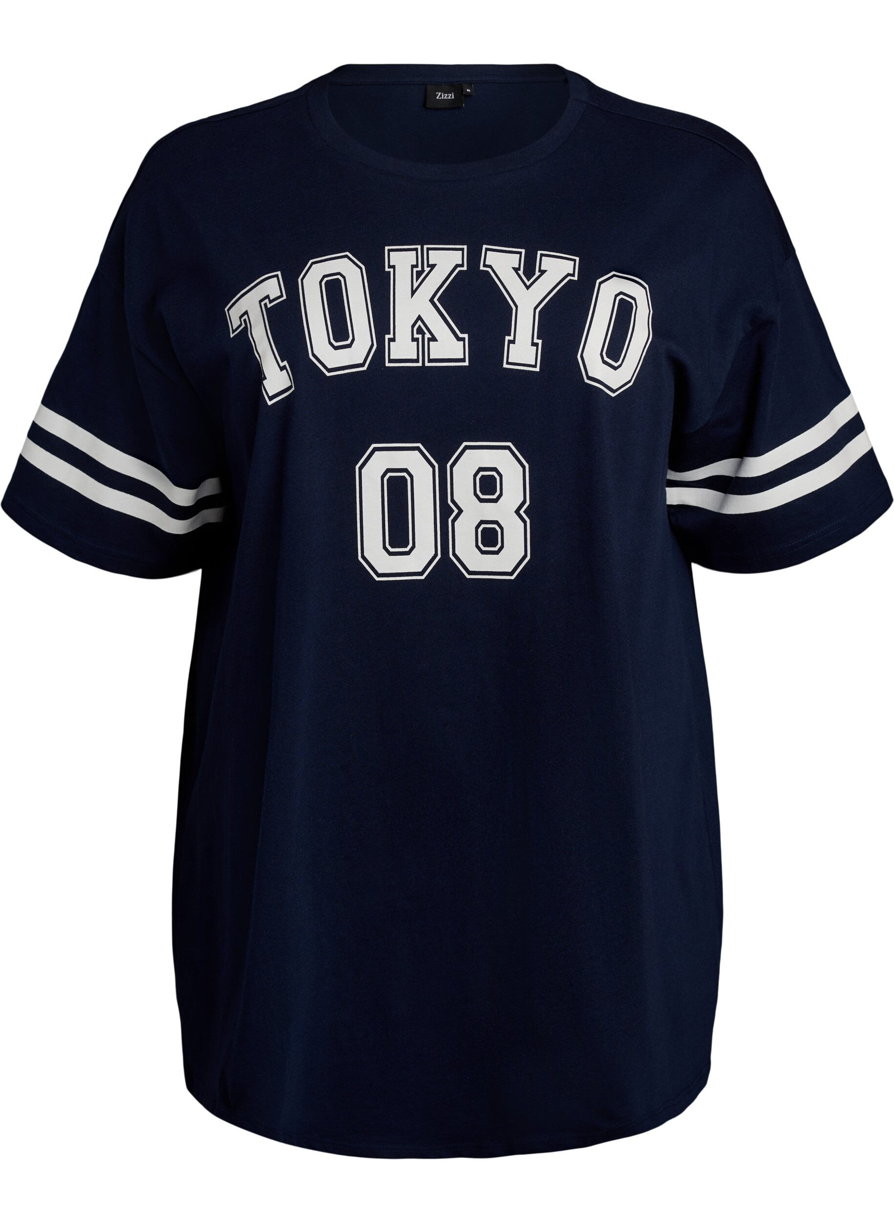 Zizzi Sportliches Oversize-College-T-Shirt, Blau, Packshot image number 0