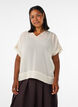 Bluse aus Seersucker mit V-Ausschnitt, Beige, Model image number 0