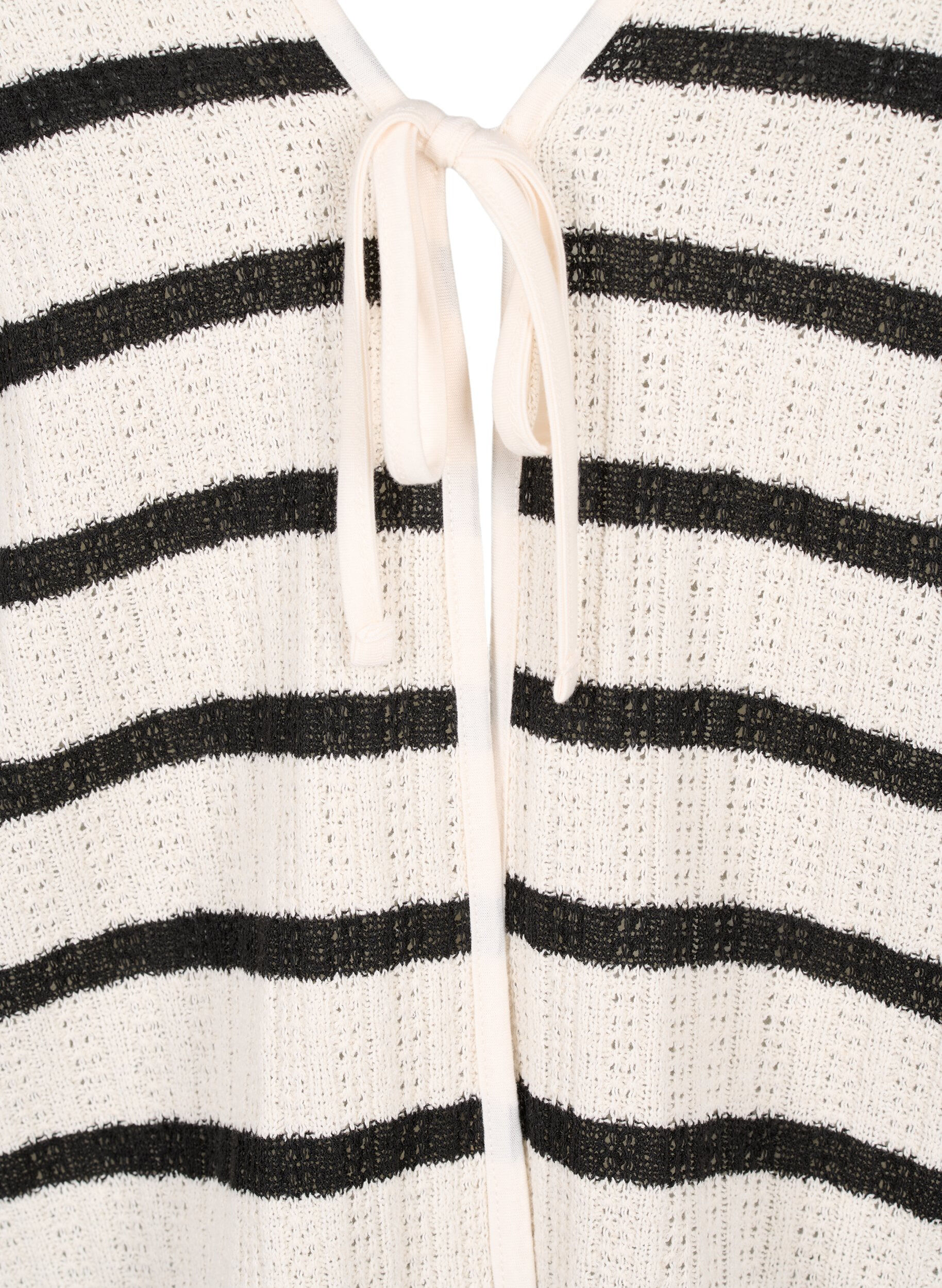 Zizzi Gestreifte Strickjacke mit Bindeband, Sand Black Stripe, Packshot image number 2