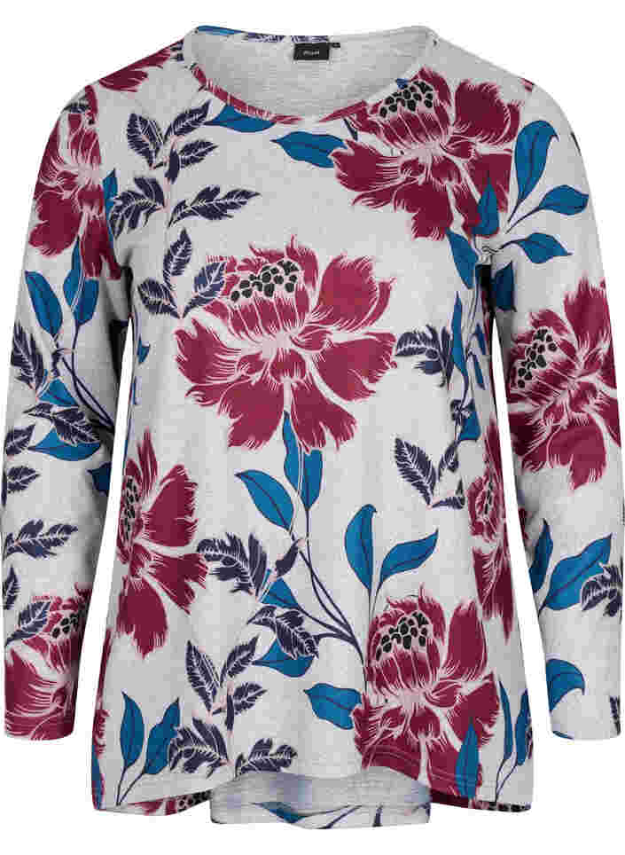 Geblümte Bluse mit langen Ärmeln, LGM Flower AOP, Packshot image number 0