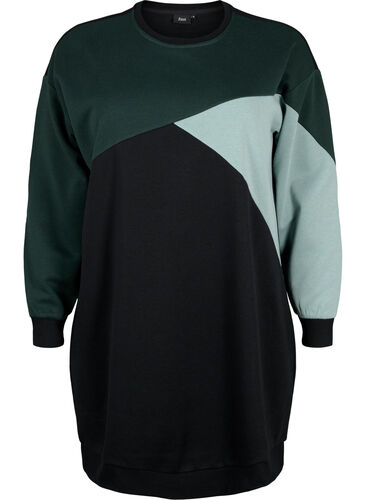 Langer Pullover mit Farbblock-Muster, Scarab Color Block, Packshot image number 0