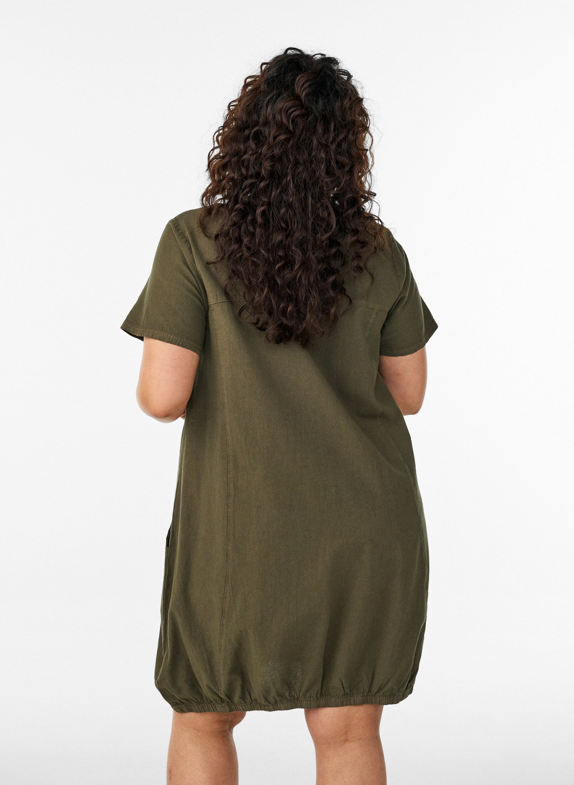 Zizzi Baumwollkleid mit kurzen &Auml;rmeln, Gr&uuml;n, Model image number 2