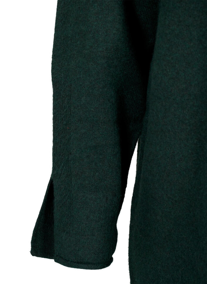 Strickkleid mit Rundhalsausschnitt und Schlitz, Scarab Mel., Packshot image number 3