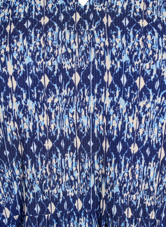 Gemustertes Kleid mit Eins&auml;tzen, Blau, Packshot image number 2