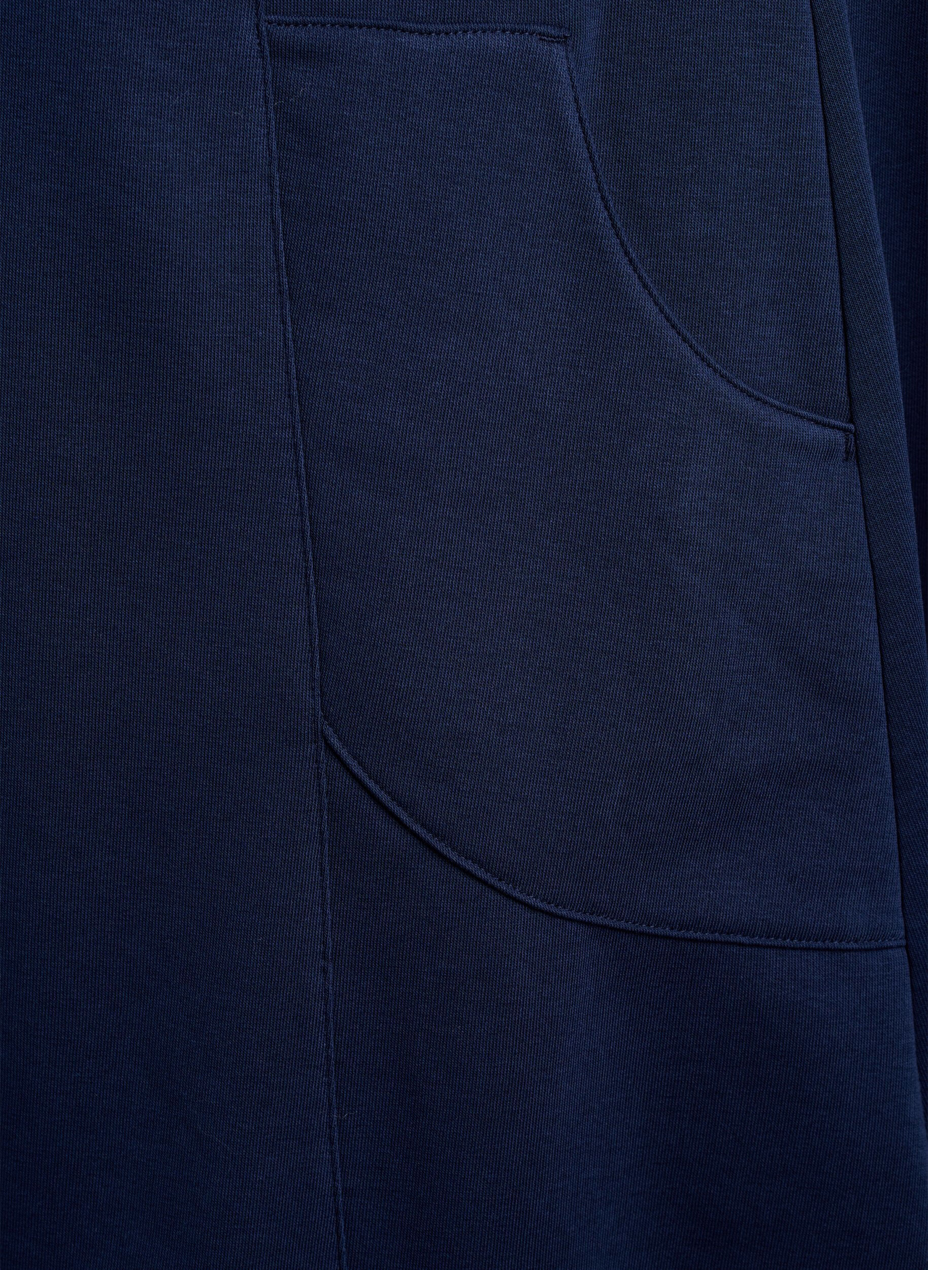 Zizzi Jerseykleid mit kurzen &Auml;rmeln und Taschen, Blau, Packshot image number 3