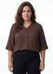 Bluse mit V-Ausschnitt und 3/4-&Auml;rmeln, Braun, Model image number 0