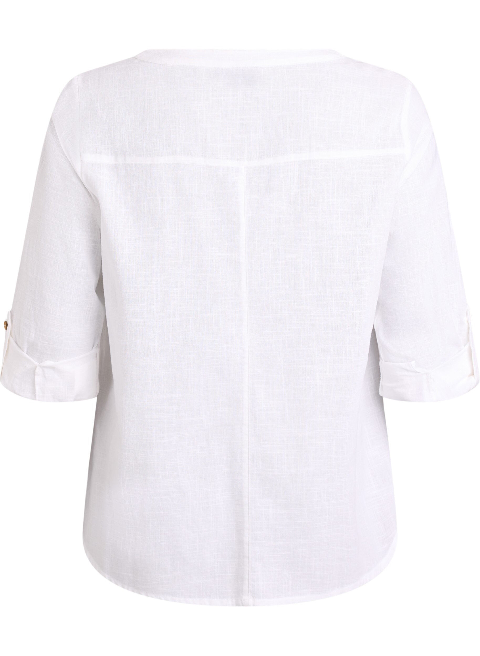 ZizziHemdbluse aus Baumwolle mit V-Ausschnitt, Wei&szlig;, Packshot image number 1