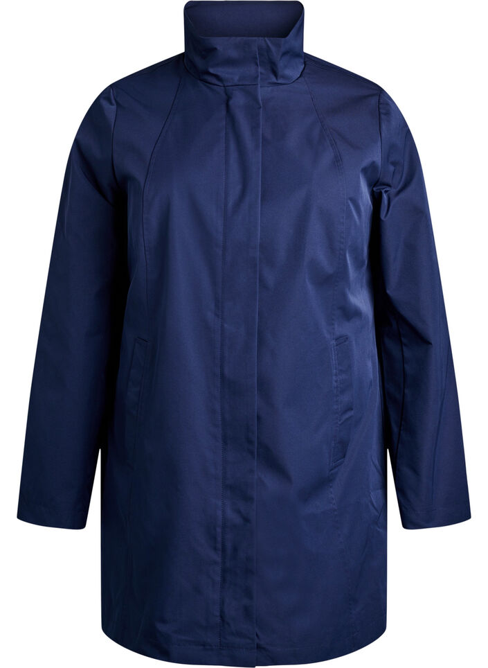 &Uuml;bergangsjacke mit Taschen und hohem Kragen, Blau, Packshot image number 0