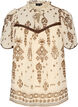 Bluse mit Muster und H&auml;kelborte, Beige, Packshot image number 0