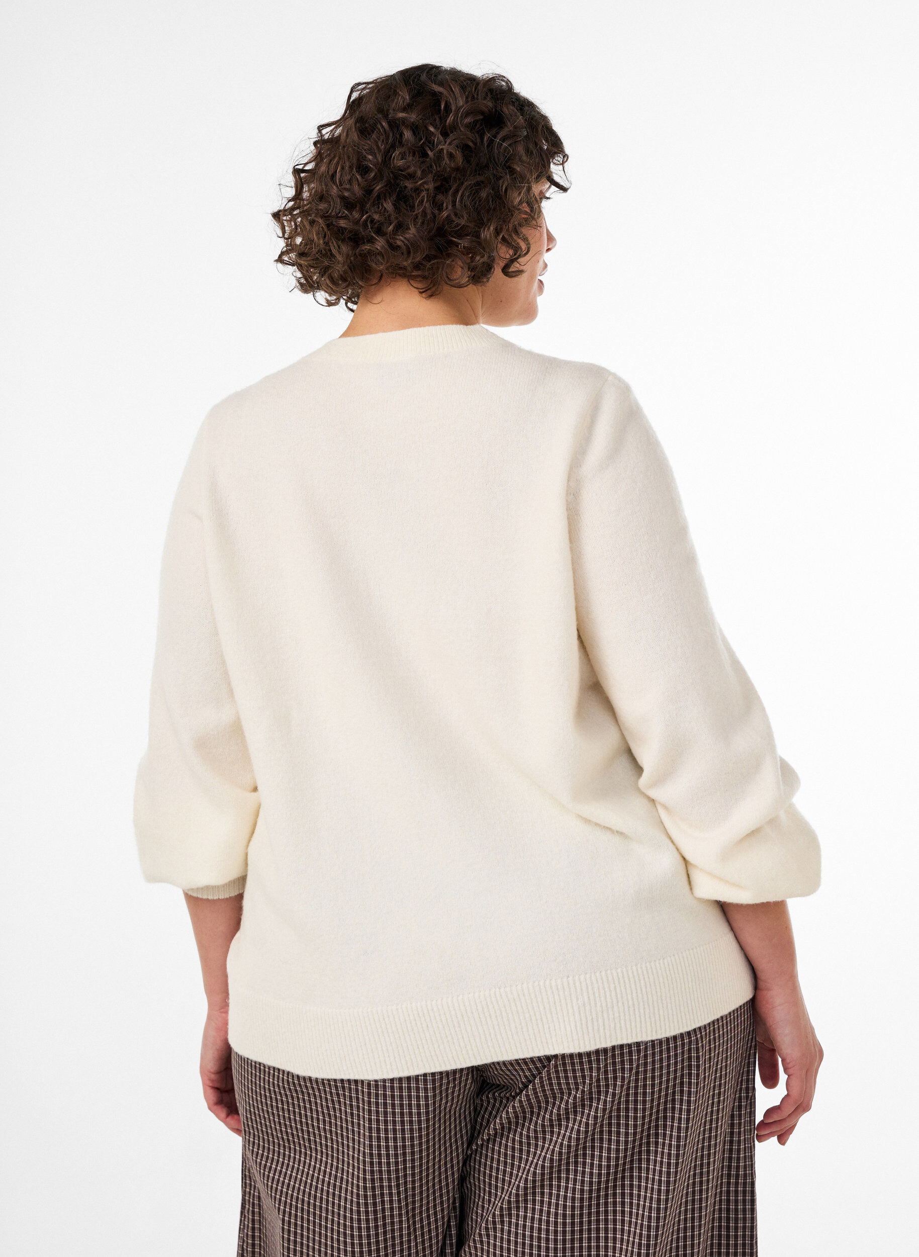 ZizziStrickjacke aus weichem Strick mit goldfarbenen Kn&ouml;pfen, Vanille, Model image number 2