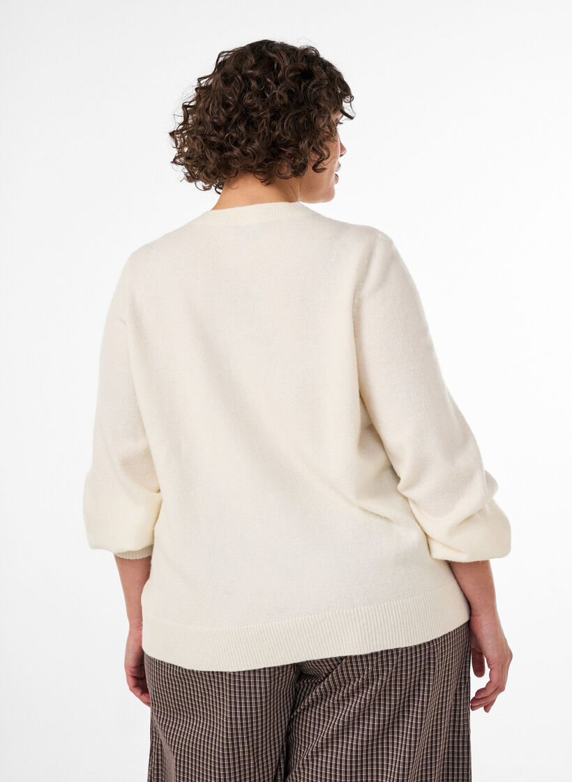 Strickjacke aus weichem Strick mit goldfarbenen Kn&ouml;pfen, Vanille, Model image number 2