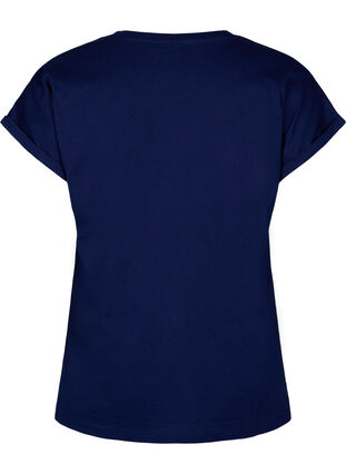 T-Shirt aus Bio-Baumwolle mit Golddruck, Med.Blue Gold Flower, Packshot image number 1