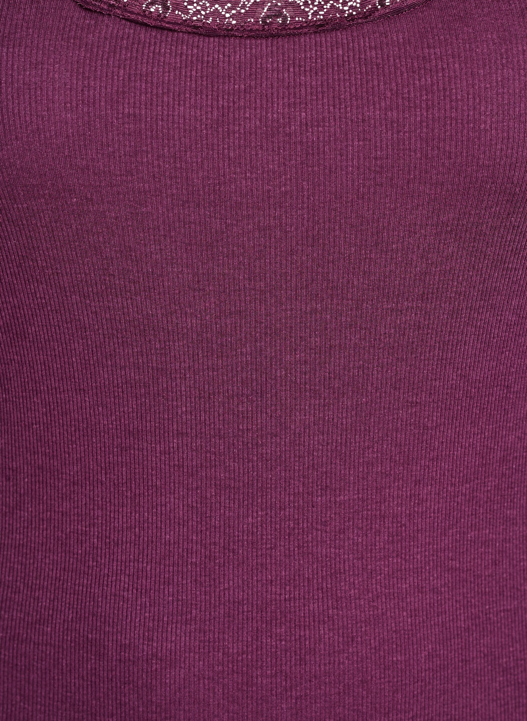 Zizzi Top mit Spitzensaum, Dunkles Bordeaux, Packshot image number 2