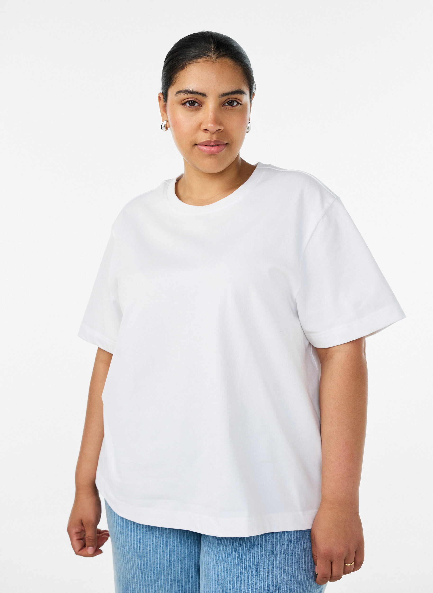 ZizziKastiges T-Shirt aus Baumwolle, Wei&szlig;, Model image number 0
