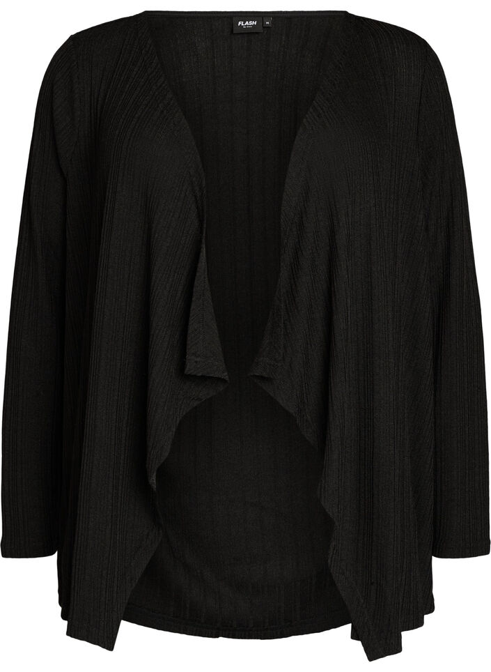 Offener Cardigan aus strukturiertem Jersey, Schwarz, Packshot image number 0