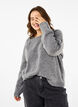 Locker sitzende Strickbluse mit Rundhalsausschnitt, Medium Grey Melange, Model image number 0