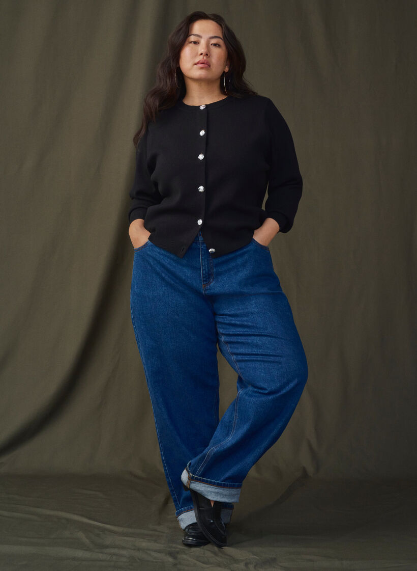 Strickjacke mit dekorativen Knöpfen, Black, Image image number 0